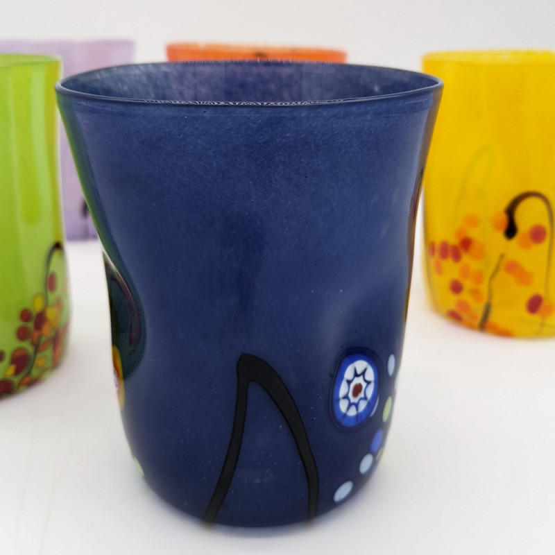 POSIDONIA Multicolored Murrine Tumblers Handmade in Murano Island