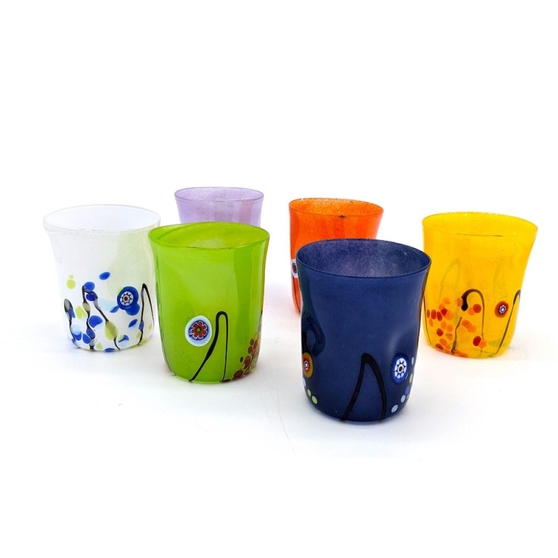 POSIDONIA Multicolored Murrine Tumblers Handmade in Murano Island