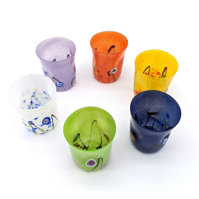 POSIDONIA Multicolored Murrine Tumblers Handmade in Murano Island