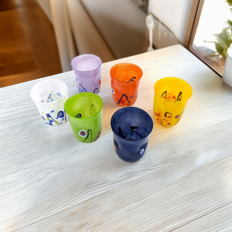 POSIDONIA Multicolored Murrine Tumblers Handmade in Murano Island
