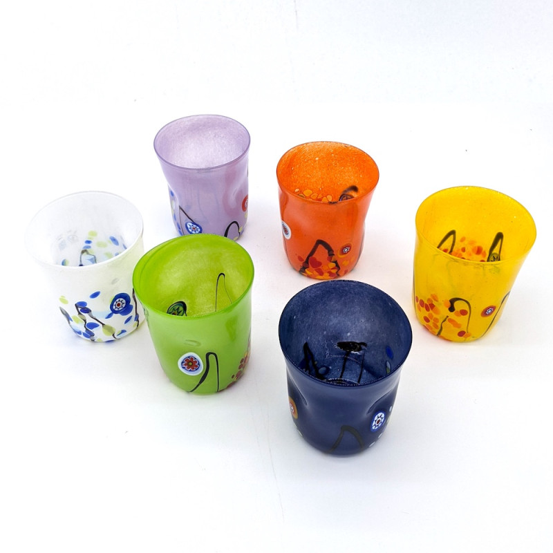 POSIDONIA Multicolored Murrine Tumblers Handmade in Murano Island