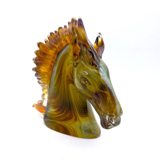 GYPSY Special sculpture of horse head with Chalcedony glass