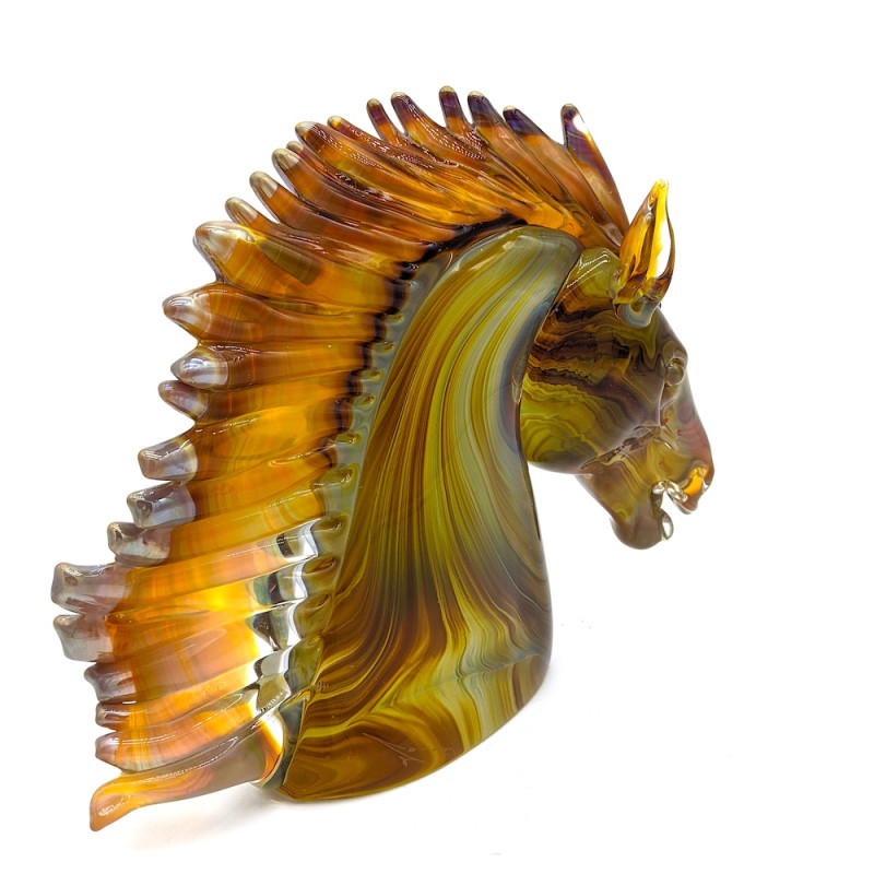 GYPSY Special sculpture of horse head with Chalcedony glass