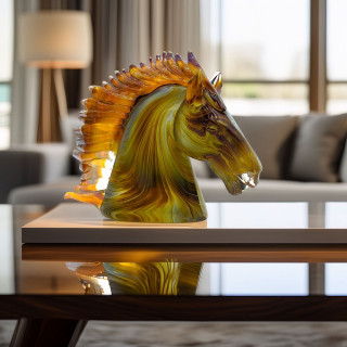 GYPSY Special sculpture of horse head with Chalcedony glass