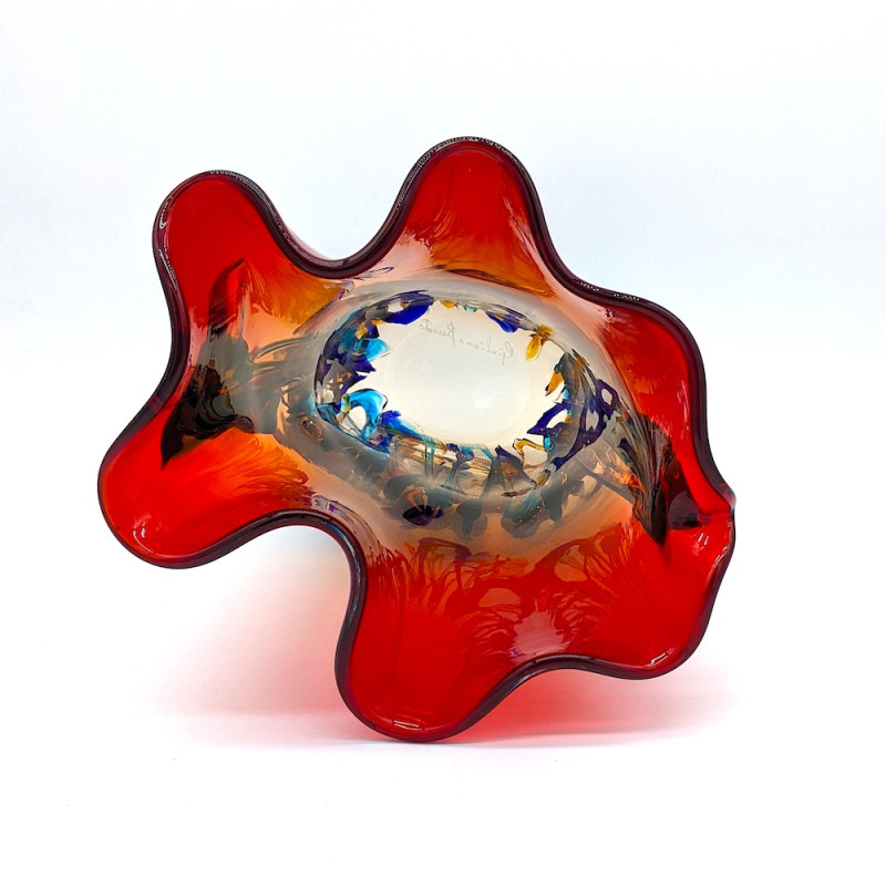 AMALFI Red tall vase with green decor