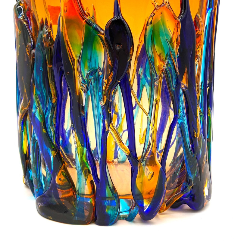 AMALFI Vaso alto rosso con decorazioni verdi