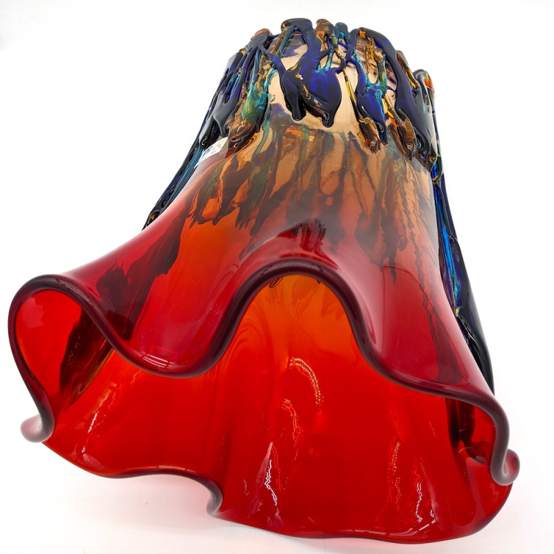 AMALFI Red tall vase with green decor