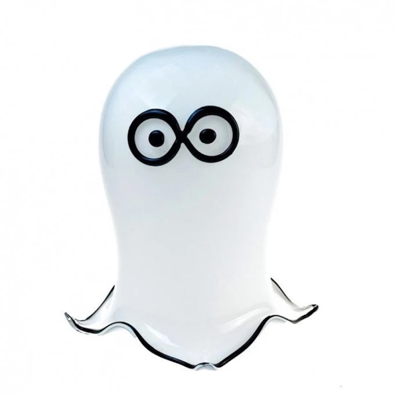 BUDDY Murano Glass Ghost Sculpture – Handmade Cartoon-Style Halloween Decor