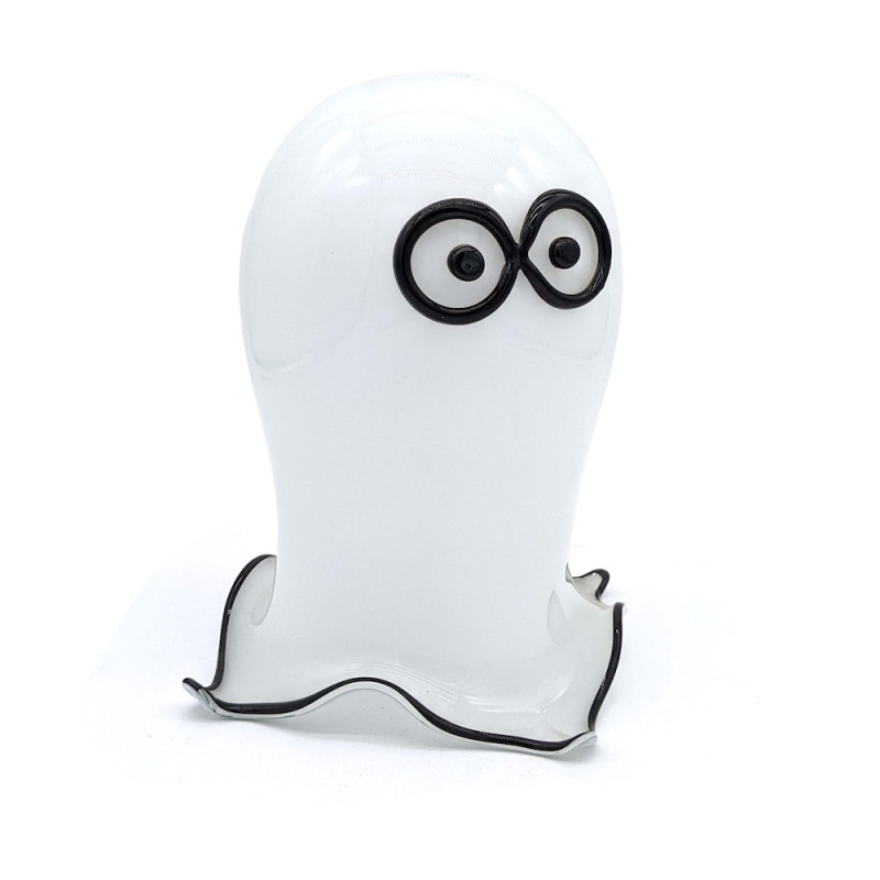 BUDDY Murano Glass Ghost Sculpture – Handmade Cartoon-Style Halloween Decor