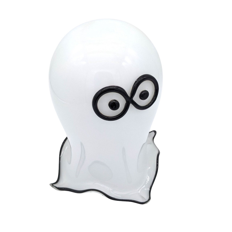 BUDDY Murano Glass Ghost Sculpture – Handmade Cartoon-Style Halloween Decor
