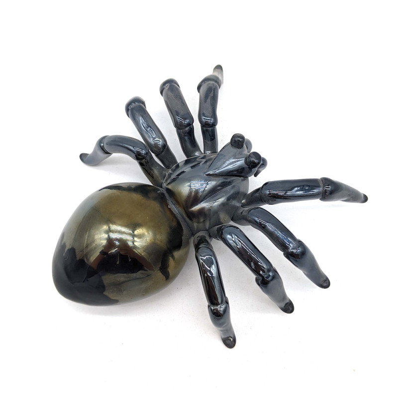 PHANTOM Scultura Ragno Nero Chromo in Vetro di Murano | Artigianato di Lusso