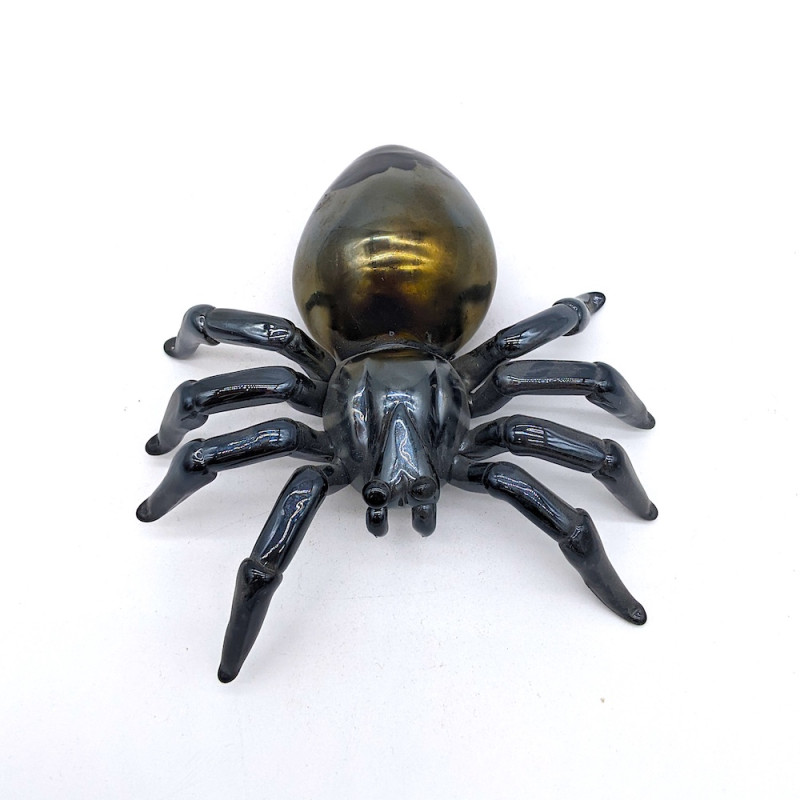 PHANTOM Scultura Ragno Nero Chromo in Vetro di Murano | Artigianato di Lusso