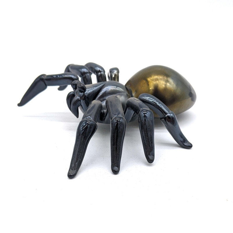 PHANTOM Scultura Ragno Nero Chromo in Vetro di Murano | Artigianato di Lusso