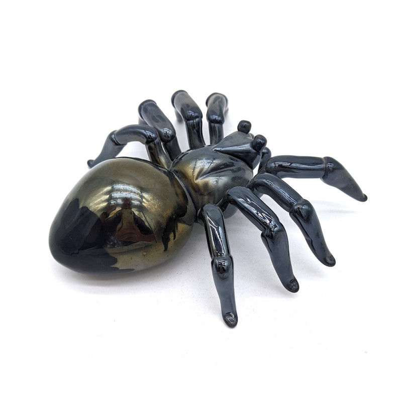 PHANTOM Scultura Ragno Nero Chromo in Vetro di Murano | Artigianato di Lusso