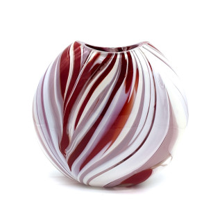 CHEYENNE Authentic Murano Glass Vase Blown made in Red and White