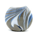 BOREALIS Hand-Blown Murano Glass Disc Vase in White, Blue and Grey