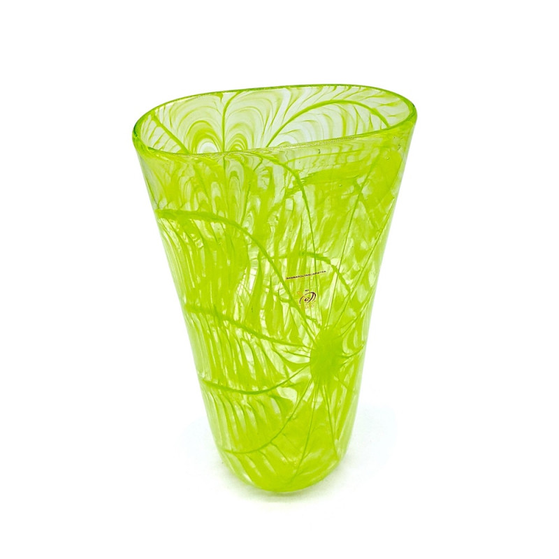 LIUTE  Vaso verde in vetro di Murano