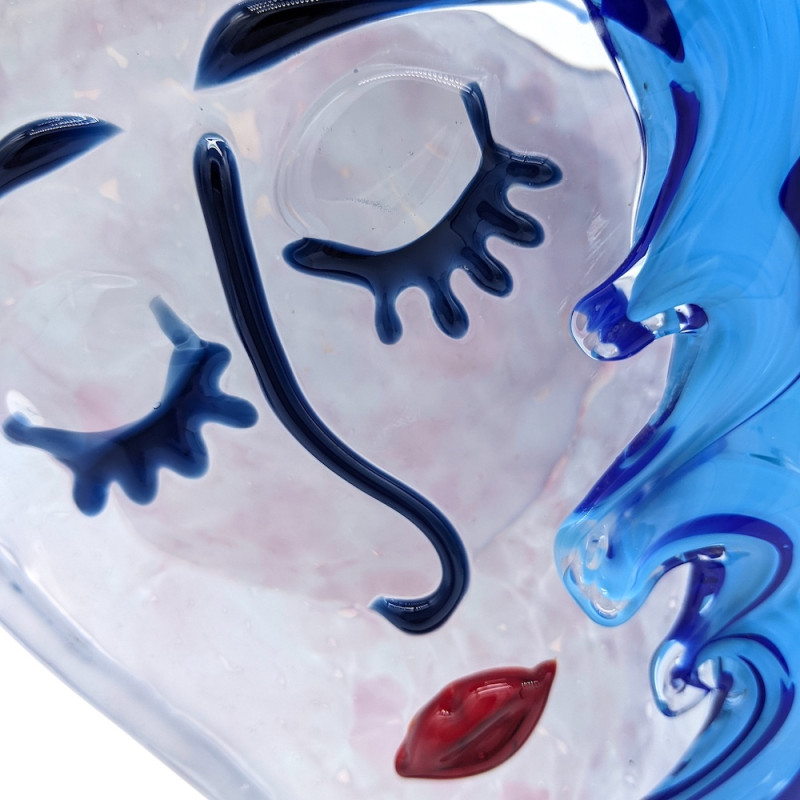 BLUE DREAM Scultura Moderna Testa di Donna in Vetro Artigianale