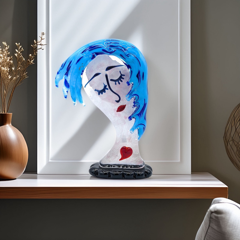 BLUE DREAM Woman Head Sculpture for Modern Interiors