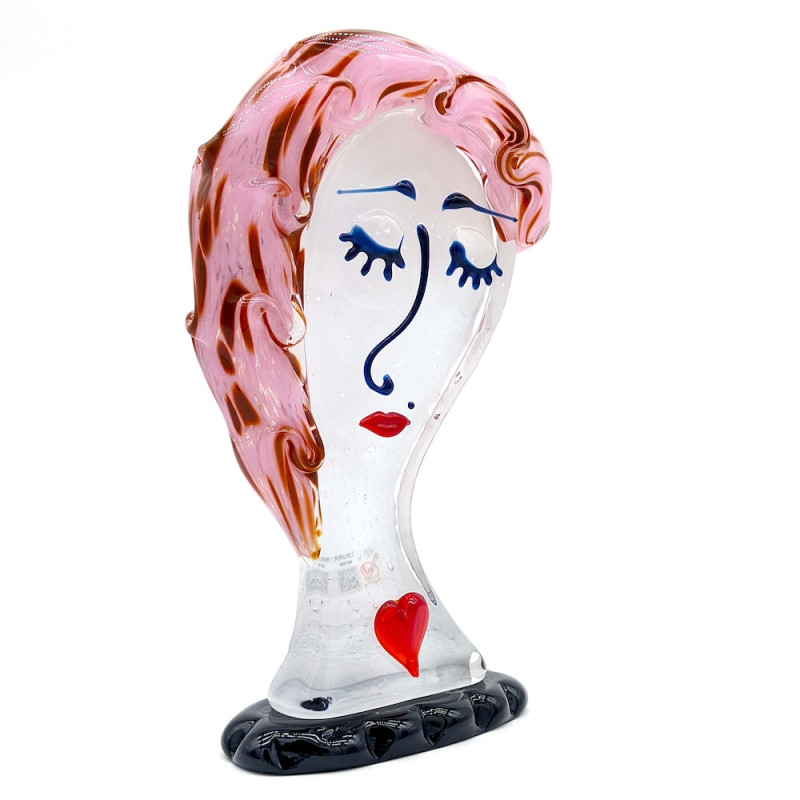 PINK DREAM Pink Crystal Woman Head Sculpture for Art Decor