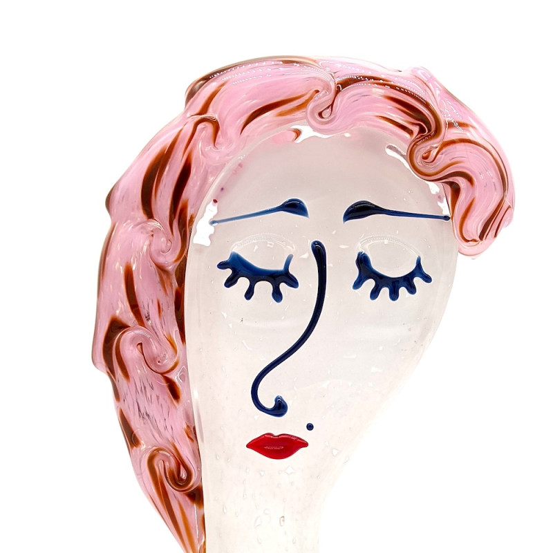 PINK DREAM Pink Crystal Woman Head Sculpture for Art Decor
