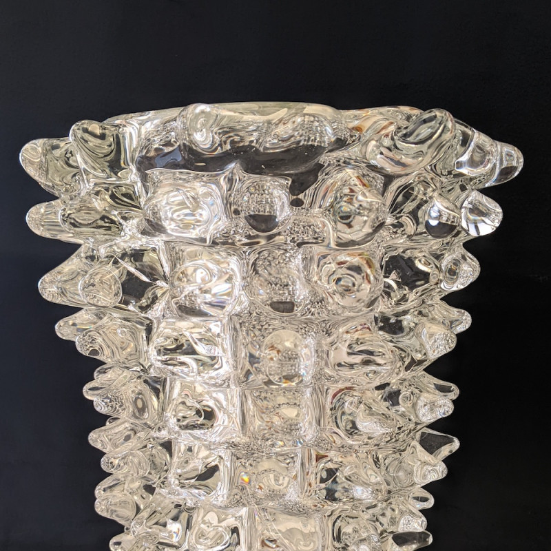 CRYSOLIS Murano Spiked Glass Vase in Crystal Color
