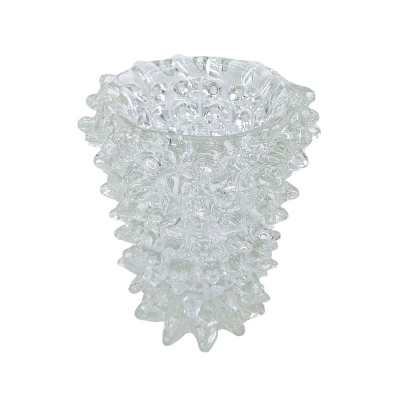 CRYSOLIS Murano Spiked Glass Vase in Crystal Color