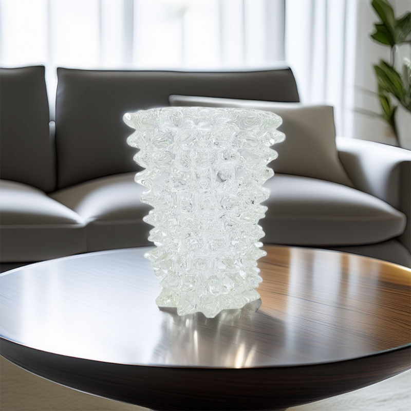 CRYSOLIS Murano Spiked Glass Vase in Crystal Color