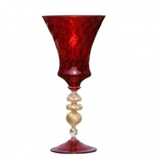 Venice goblet in red glass with gold details