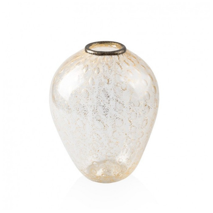 Venice white glass vase with golden detail
