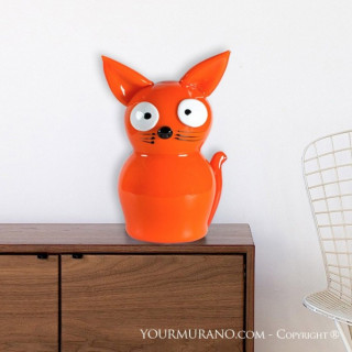 red blown glass tiger sculpture contemporary home decor