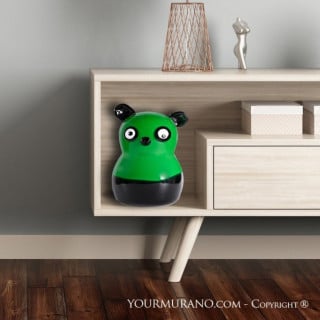 black and green blown glass panda sculpture home decor