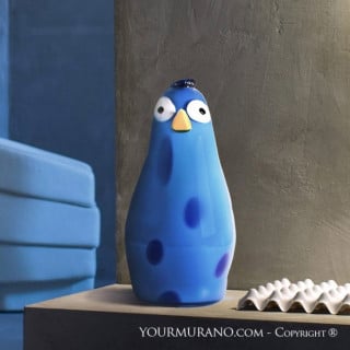 scultura pinguino contemporanea in vetro soffiato blue arredamento per la casa