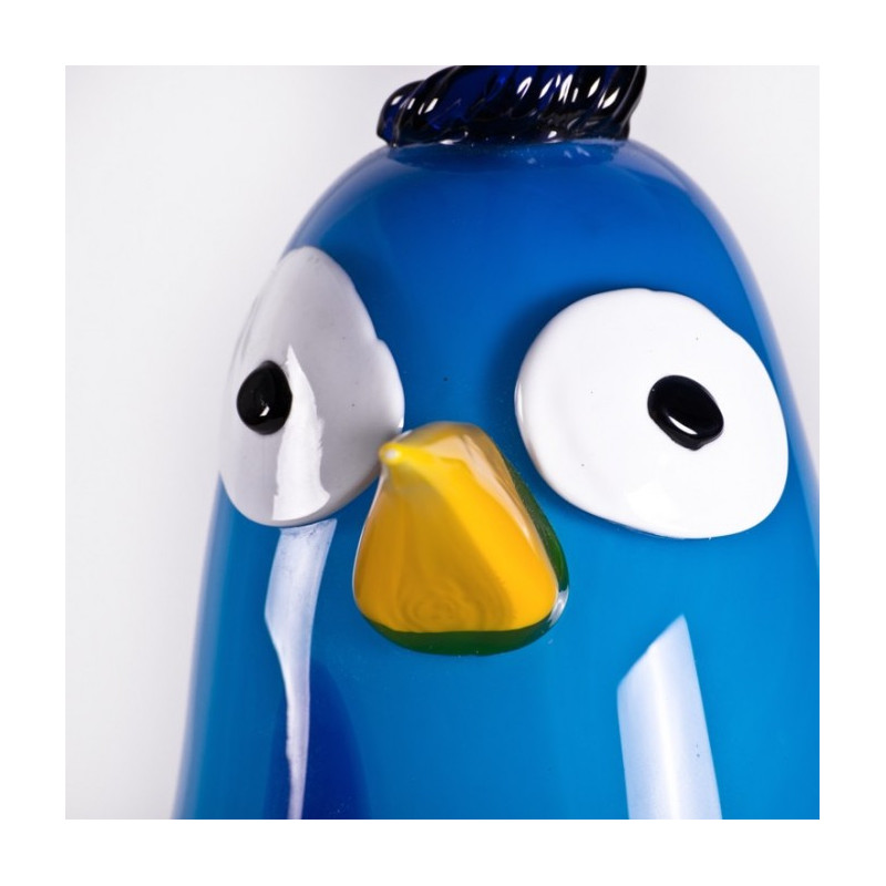 Blue blown-glass penguin sculpture modern design