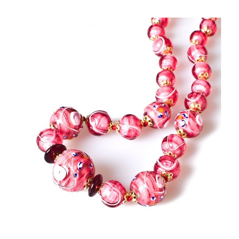 Millefiori pink beads