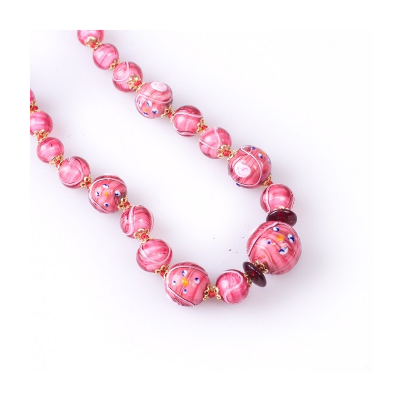 Pink necklace flowers beads