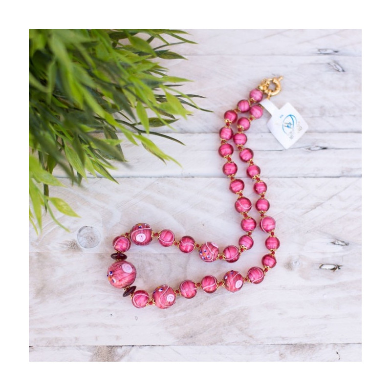 Millefiori pink beads