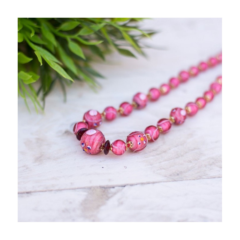 millefiori pink beads