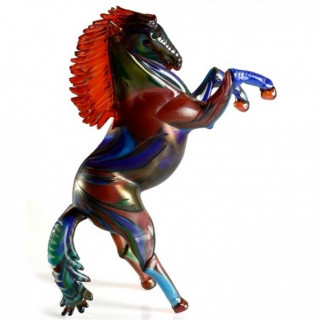 scultura di cavallo in vetro di Murano multicolore