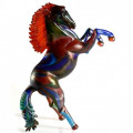 RIBOT colored rearing horse sculpture