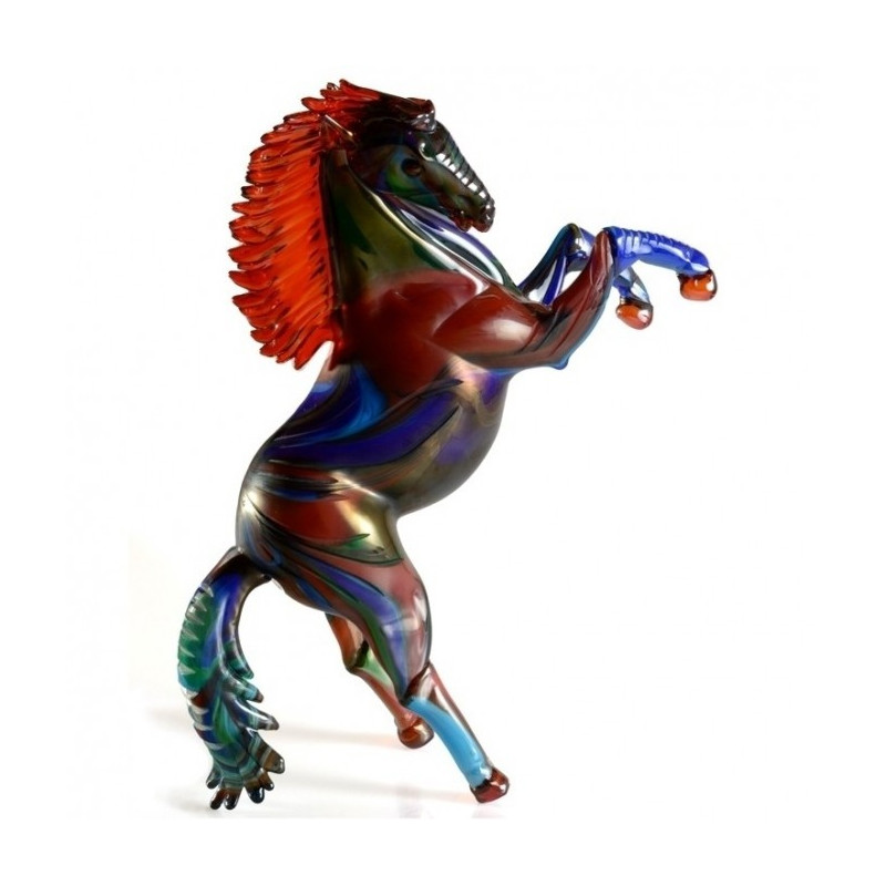 scultura di cavallo in vetro di Murano multicolore
