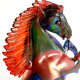 scultura cavallo in vetro multicolore alta