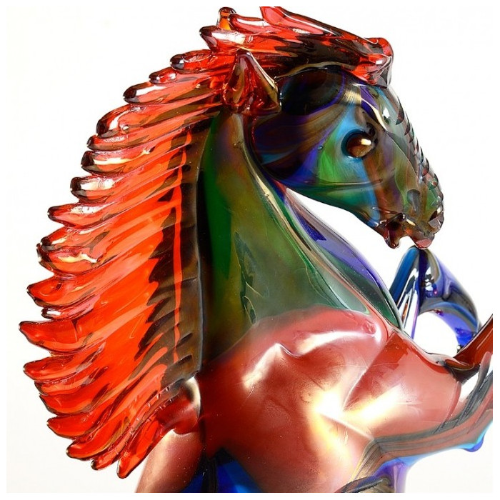 scultura cavallo in vetro multicolore alta