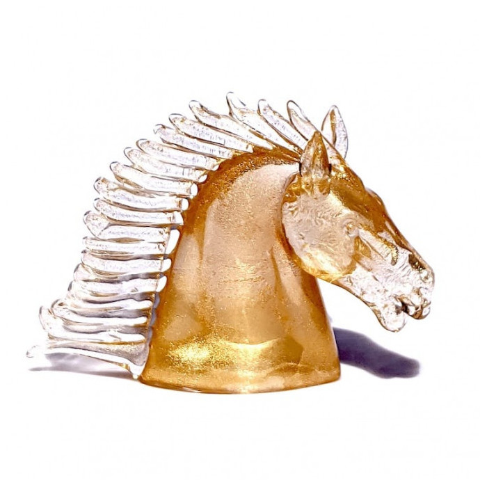 Murano gold and crystal glass horse sculpture
