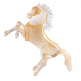 Murano crystal glass horse sculpture with gold leaf