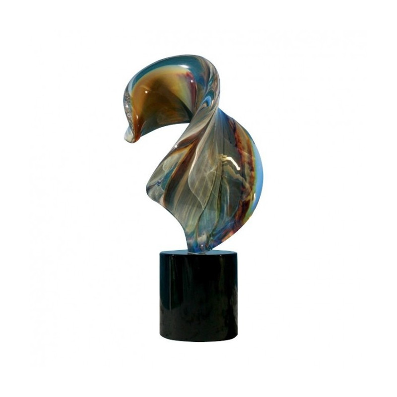 Murano abstract sculpture of modern design with sinuous lines