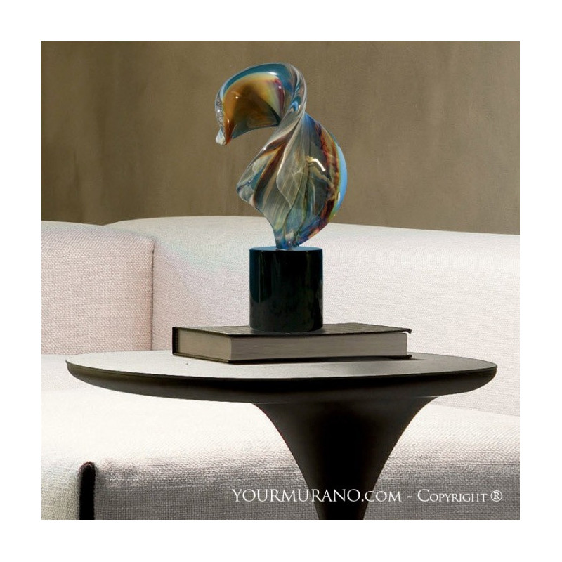 scultura in vetro calcedonio elegante sfumature iridescenti