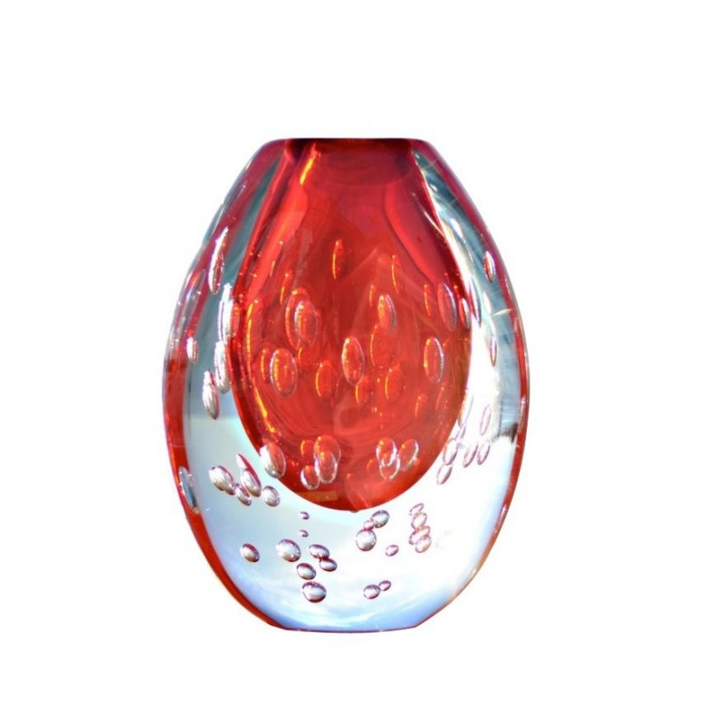 murano glass vase red