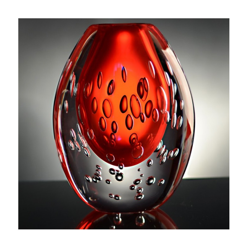 murano glass vase red