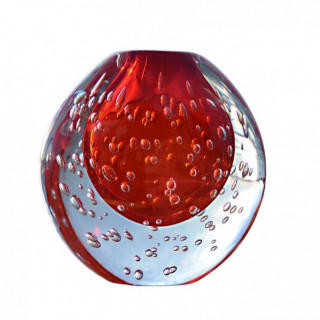 Vaso rosso in vetro di Murano